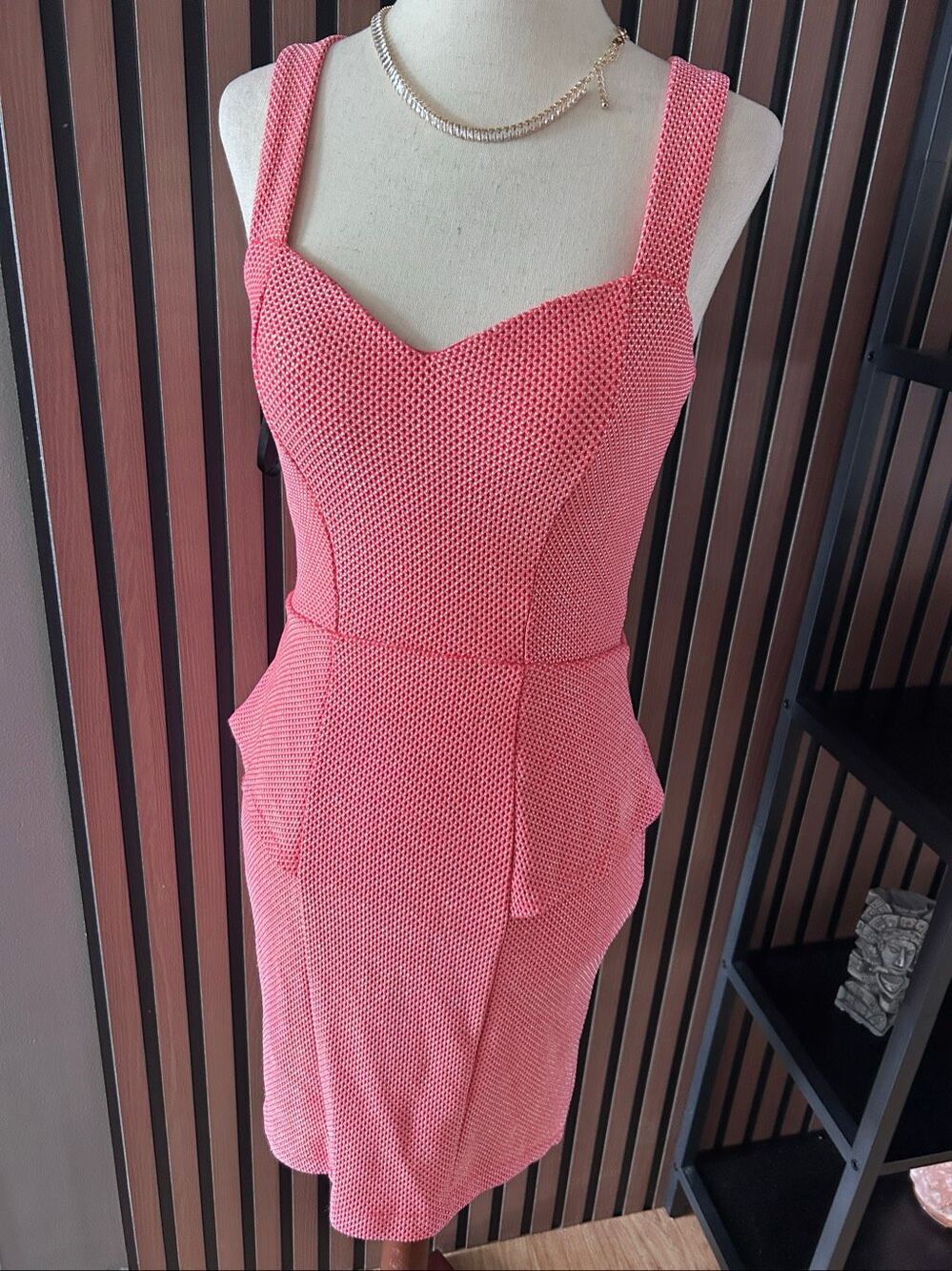 Bebe Peplum Mini dress size Small sexy stylish and stretch color red/orange